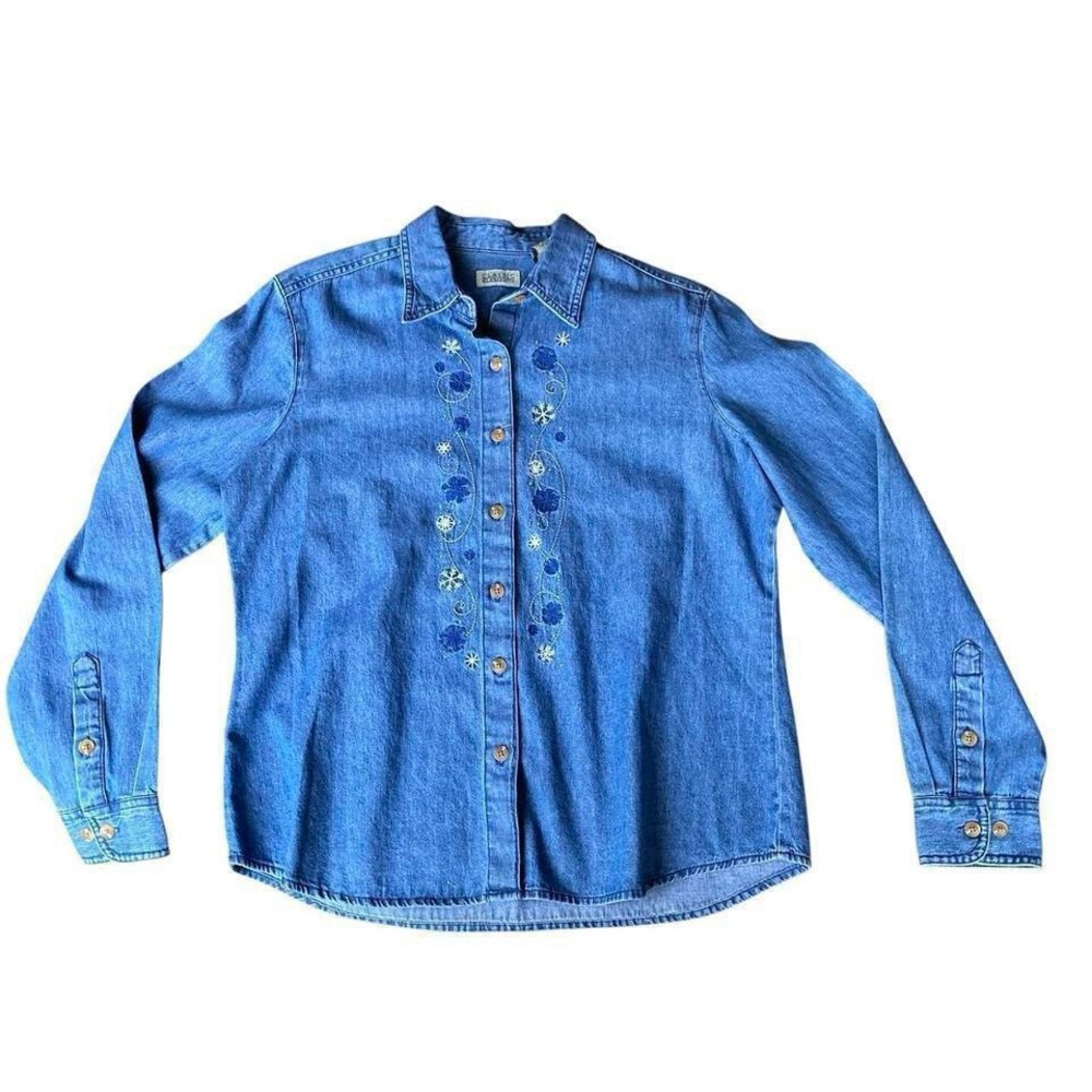 Women’s Medium Classic Elements Blue Button Down … - image 1